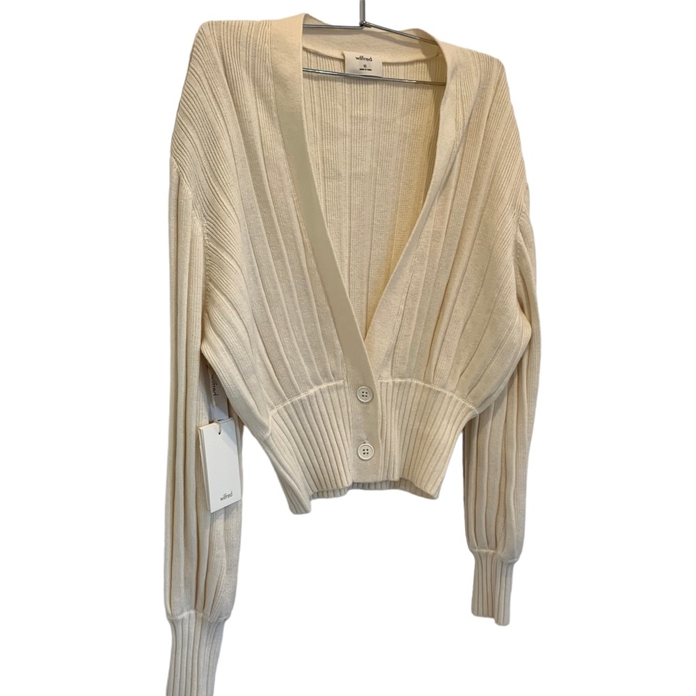 ARITZIA - Wilfred Oak Plunge Front Cardigan Merino Wool V-neck Cardigan